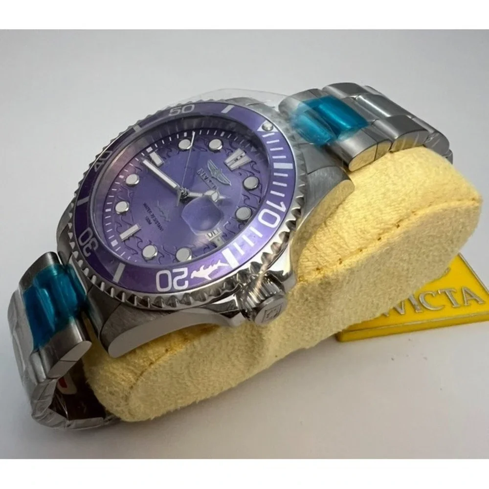 #W037 Invicta Pro Diver 32058 Purple Dial 43mm Stainless Steel Quartz 100M Watch